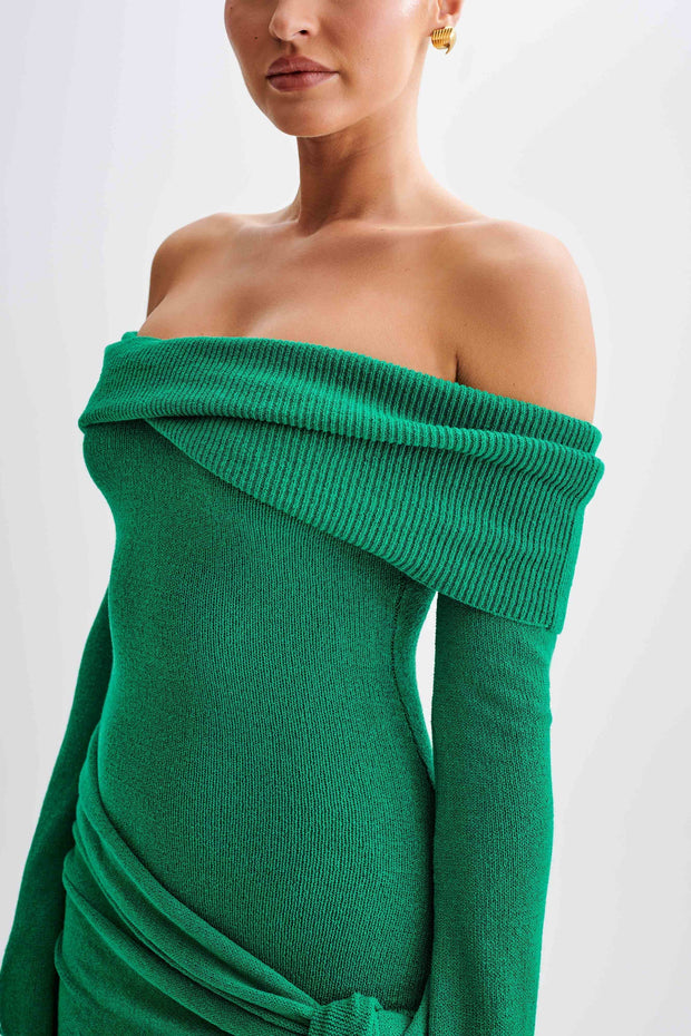 Celine Off-shoulder knitted mini jurk