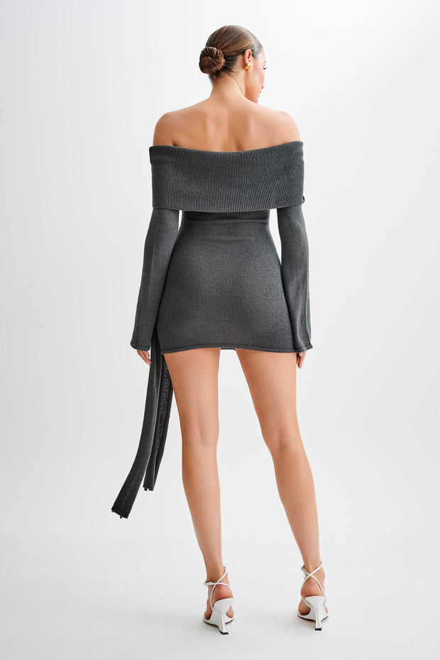 Celine Off-shoulder knitted mini jurk