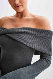 Celine Off-shoulder knitted mini jurk